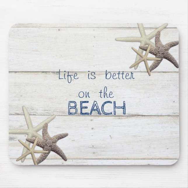 Adorable Wood Texture,Starfish,Beach     Mouse Mat (Front)