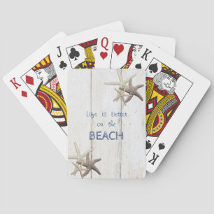 Adorable Wood Texture,Starfish,Beach  Playing Cards