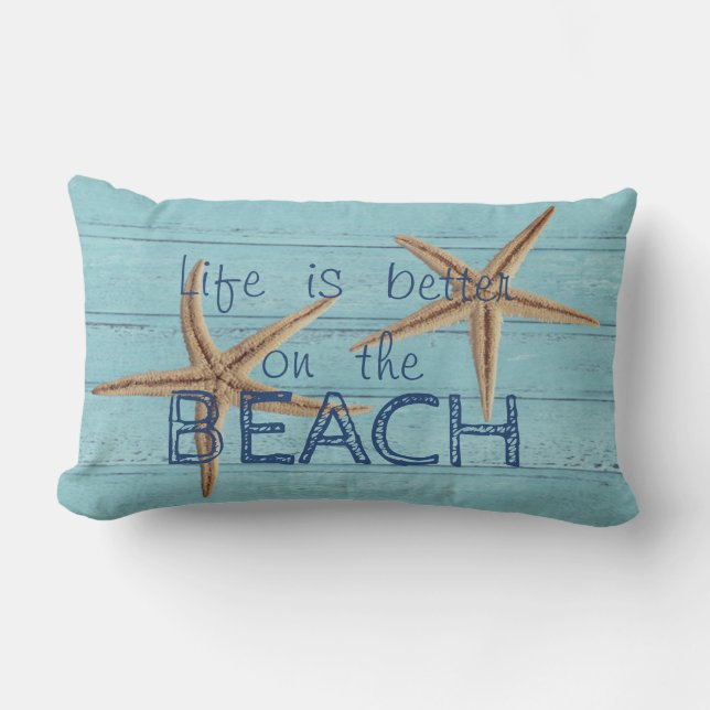 Adorable Wood Texture,Starfish Lumbar Cushion (Front)