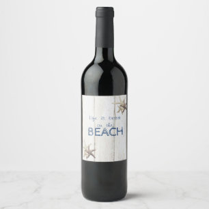 Adorable Wood Texture,Starfish Wine Label