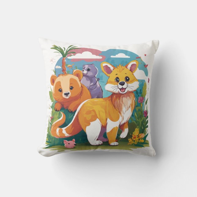 Adorable Woodland Animal Friends Cushion (Front)