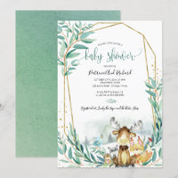 Adorable Woodland Animals Greenery Baby Shower