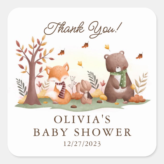 Adorable Woodland Animals Square Sticker (Front)