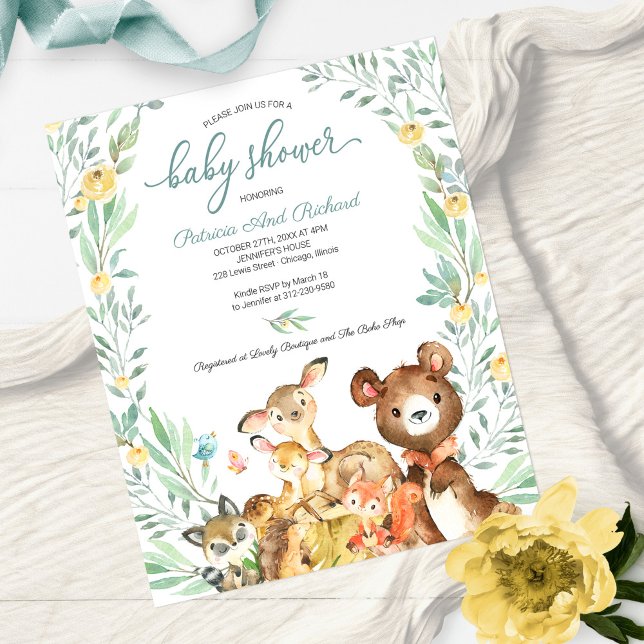Adorable Woodland Baby Shower Budget Invitation (Creator Uploaded)