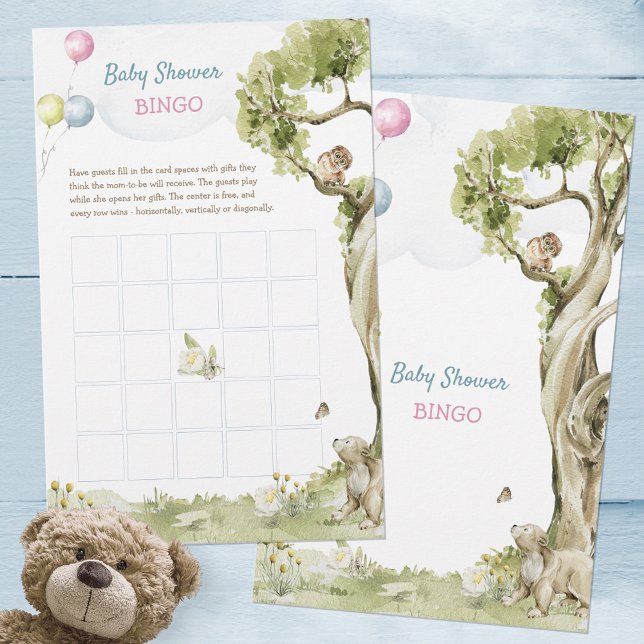 Adorable Woodland Bear Baby Shower Bingo Game (Adorable Woodland Bear Baby Shower Bingo Game ©Susanne Sachers - Sunny Mind Design 🌞)