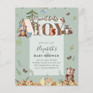 Adorable Woodland Bear Camping Boys Baby Shower In Flyer