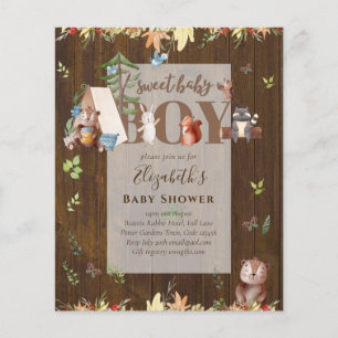 Adorable Woodland Bear Camping Boys Baby Shower In Flyer
