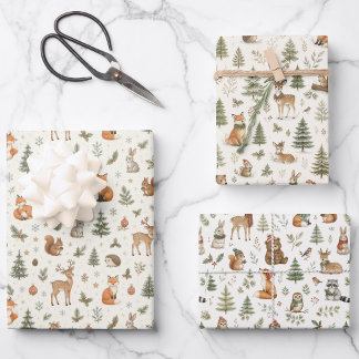 Adorable Woodland Christmas Holiday Wrapping Paper