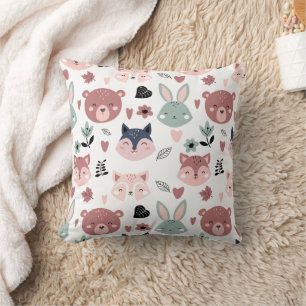 Adorable Woodland Creatures With Hearts Cushion