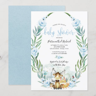 Adorable Woodland Floral Greenery Baby Shower Invitation