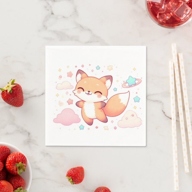 Adorable Woodland Fox Baby Shower Napkin (Insitu)