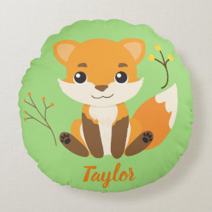 Adorable Woodland Fox Nursery Round Cushion
