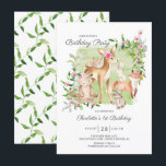 Adorable Woodland Friends Girls 1st Birthday Invitation<br><div class="desc">Super cute watercolor woodland forest friends birthday party invitation featuring the sweetest deer,  squirrel,  fox,  bunny,  racoon & bear. Can also be used for a 2nd,  3rd & 4th birthday.</div>
