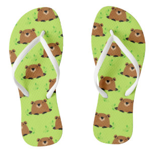 Adorable Woodland Groundhog Pattern Flip Flops
