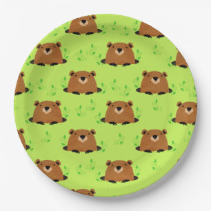 Adorable Woodland Groundhog Pattern Paper Plate