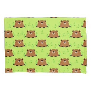 Adorable Woodland Groundhog Pattern Pillowcase