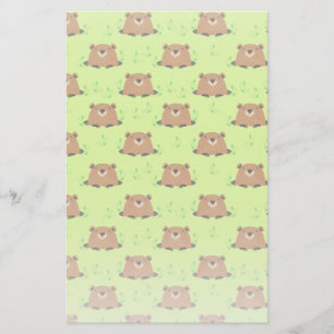 Adorable Woodland Groundhog Pattern Stationery
