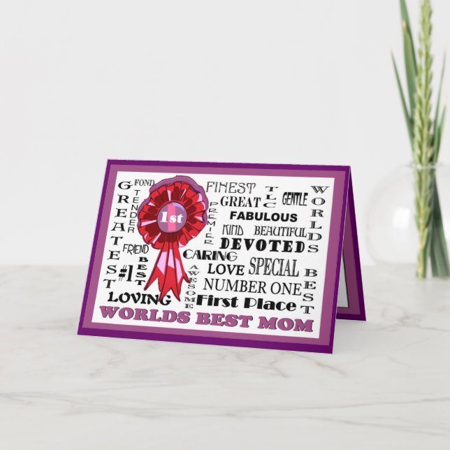 Adorable Word Collage Front Worlds Best Mum Card#3 Card (Front)