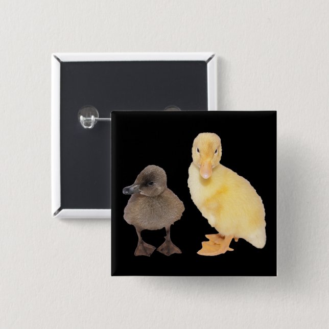 Adorable Yellow and Grey Duckling Photograph 15 Cm Square Badge (Front & Back)