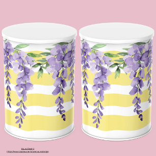 Adorable yellow and purple botanical stripes Chic Tissue Paper