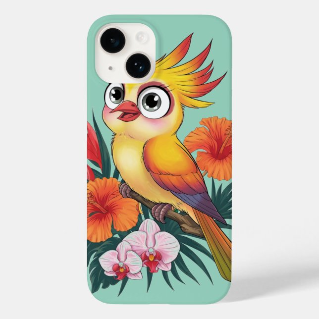 Adorable Yellow birds with flowers Case-Mate iPhone Case (Back)