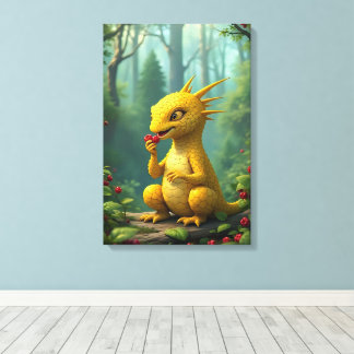 Adorable yellow dragon canvas print