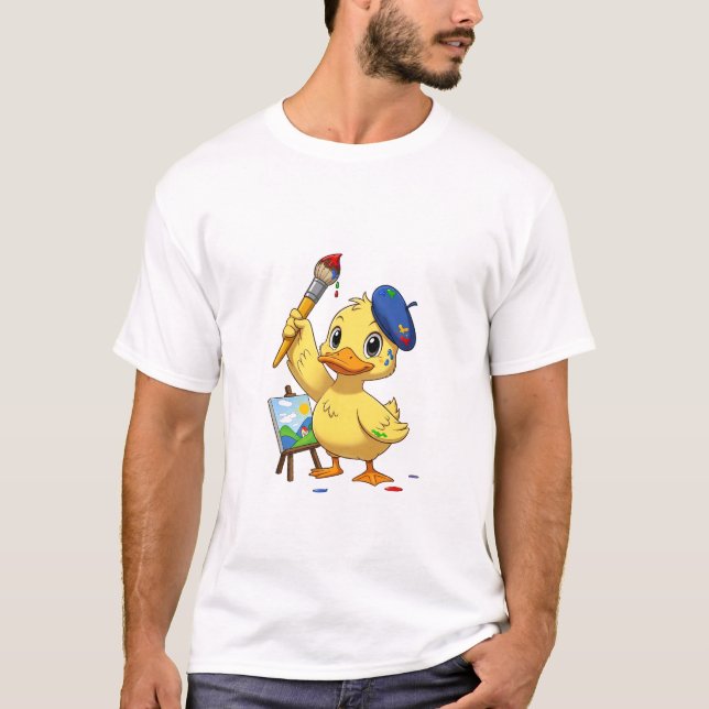 Adorable Yellow Duckling Artist  T-Shirt (Front)