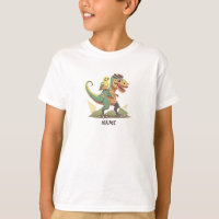 Adorable Yellow & Green Budgie Riding Dinosaur