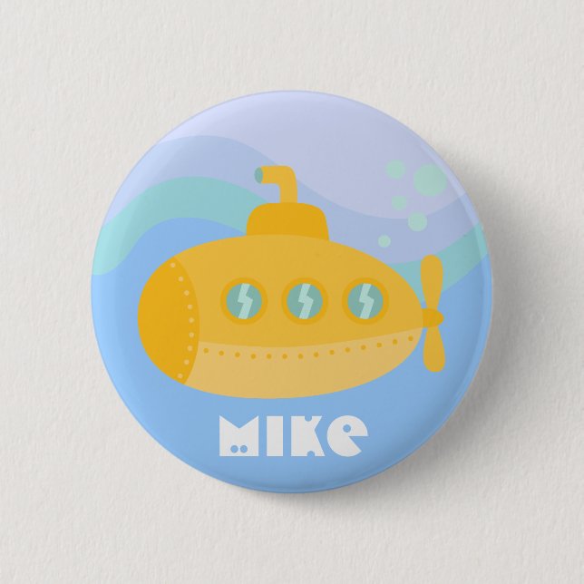 Adorable Yellow Submarine Submerged Underwater 6 Cm Round Badge (Front)