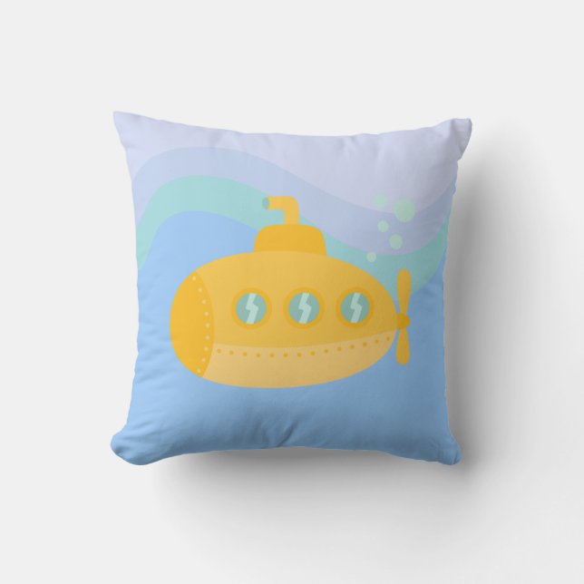 Adorable Yellow Submarine Submerged Underwater Cushion (Front)