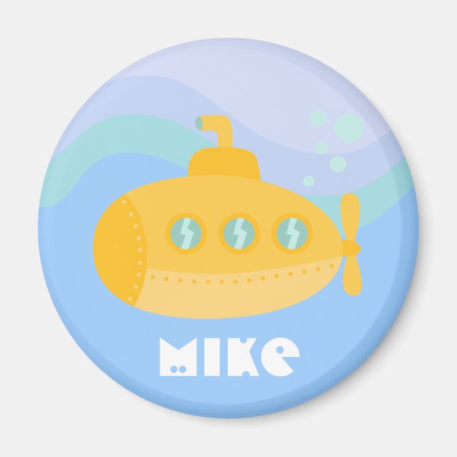 Adorable Yellow Submarine Submerged Underwater Magnet (Front)