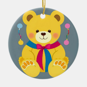 Adorable Yellow Teddy Bear Ceramic Tree Decoration