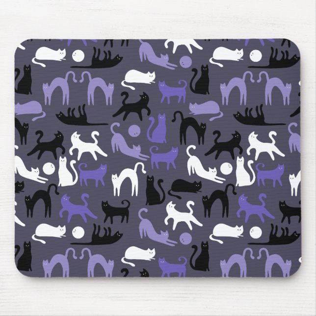 Adorable Yoga Cute Cat Poses Mouse Mat (Front)