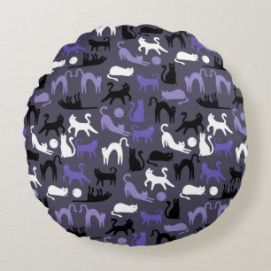 Adorable Yoga Cute Cat Poses Round Cushion