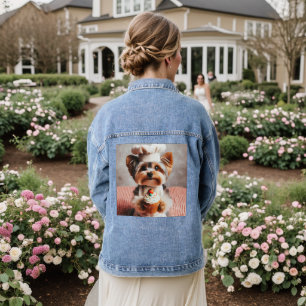 Adorable Yorkie Chef with Freshly Baked Cupcake on Denim Jacket