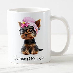 Adorable Yorkie With a Pink Beanie Coffee Mug