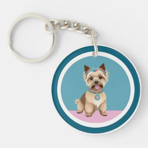 Adorable Yorkshire Terrier Illustration Key Ring