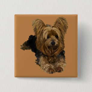 Adorable Yorkshire Terrier Pin Button