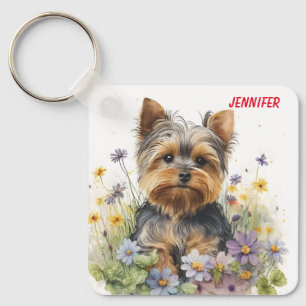Adorable Yorkshire Terrier Puppy Dog Key Ring