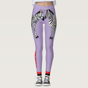 Adorable zebra Purple background Cute Girly Leggings