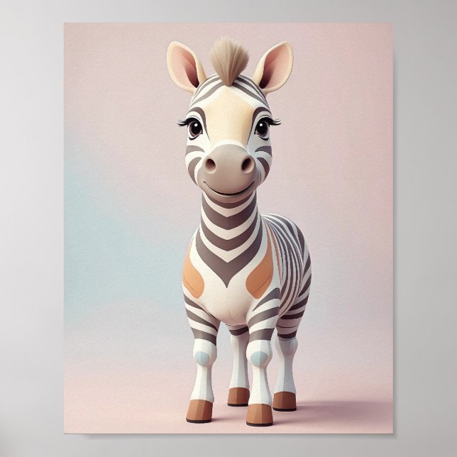 Adorable Zebra - Safari Animal Nursery Wall Art (Front)