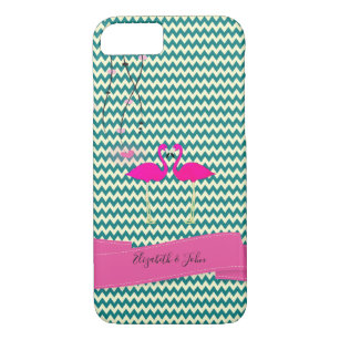 Adorable Zigzag,Chevron Flamingos -Personalise Case-Mate iPhone Case