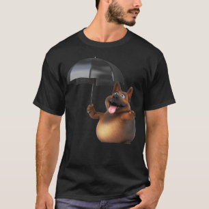 Adorables 3D Universe Cute Dog With Umbrella T-Shi T-Shirt