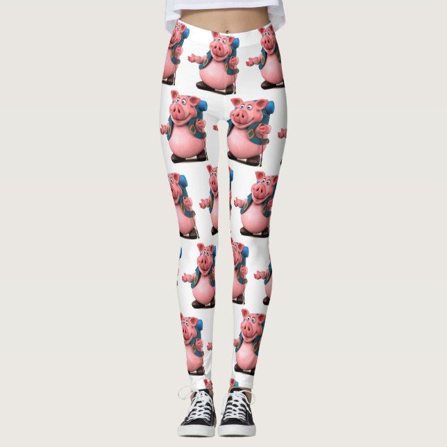 Adorables 3D Universe Pig BackPacker  Leggings (Front)