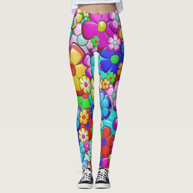 Adorables Bohemian Hippie Flowers Leggings (Front)