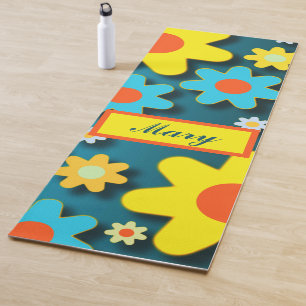 Adorables Bohemian Hippie Yellow Flowers Yoga Mat