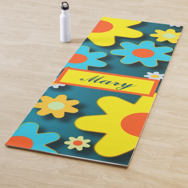 Adorables Bohemian Hippie Yellow Flowers Yoga Mat (In Situ)