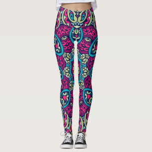 Adorables Bohemian Style Bright Pink And Green Leggings