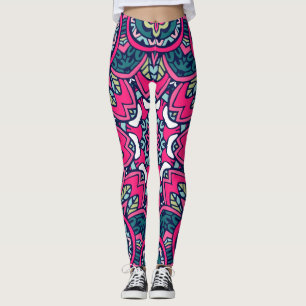 Adorables Bohemian Style Green and Pink and Blue Leggings