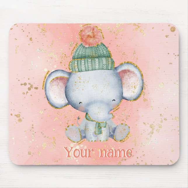 Adorables Christmas Baby Elephant  Mouse Mat (Front)